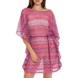Trina Turk 'Athena' Open-Stitch Swimsuit Cover-Up Caftan, Multicolor
